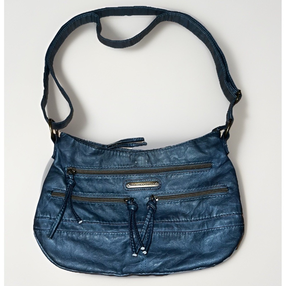 Stone Mountain USA Blue Faux Leather Crossbody Bag
